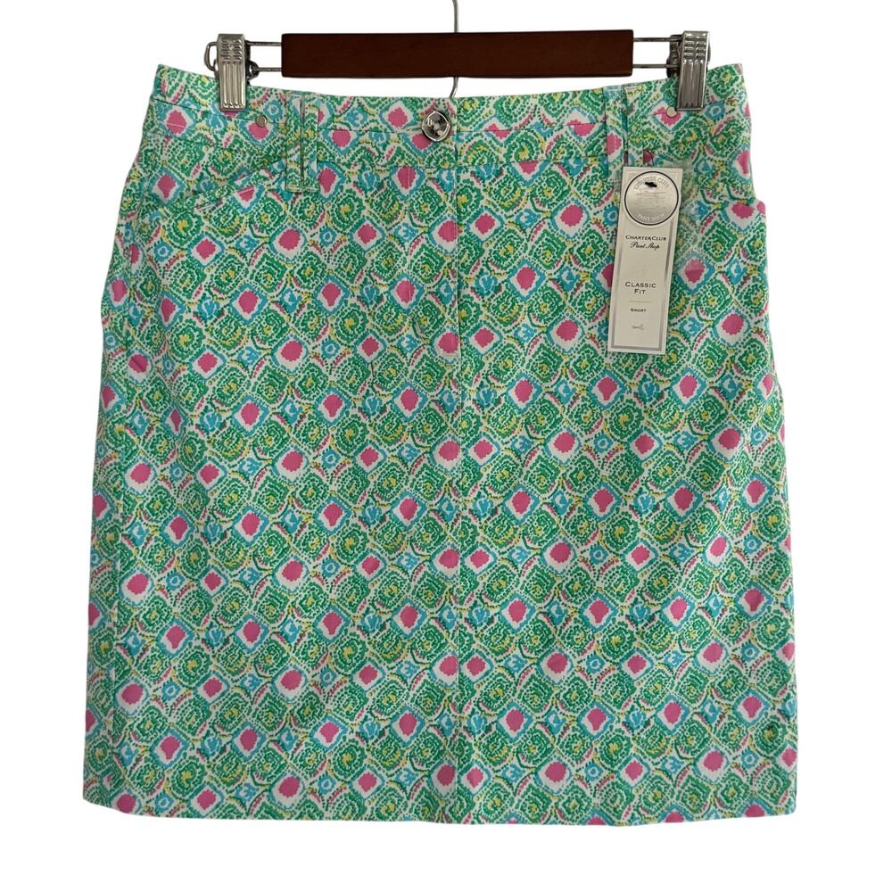 CHARTER CLUB COMFORT WAIST CLASSIC FIT SKORT IN MILD PINK NWT‎ WOMEN'S SIZE 4